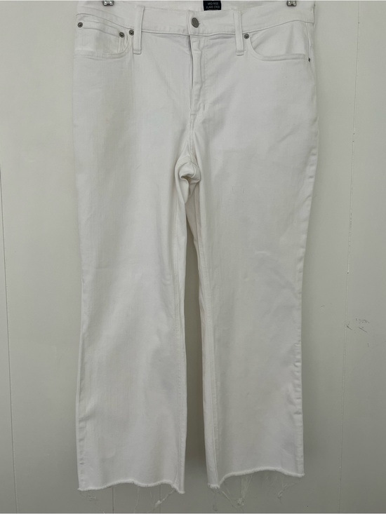 J. Crew Denim - J. Crew Mid-Rise Flare Crop White Denim Jeans with Raw Hem Size 33